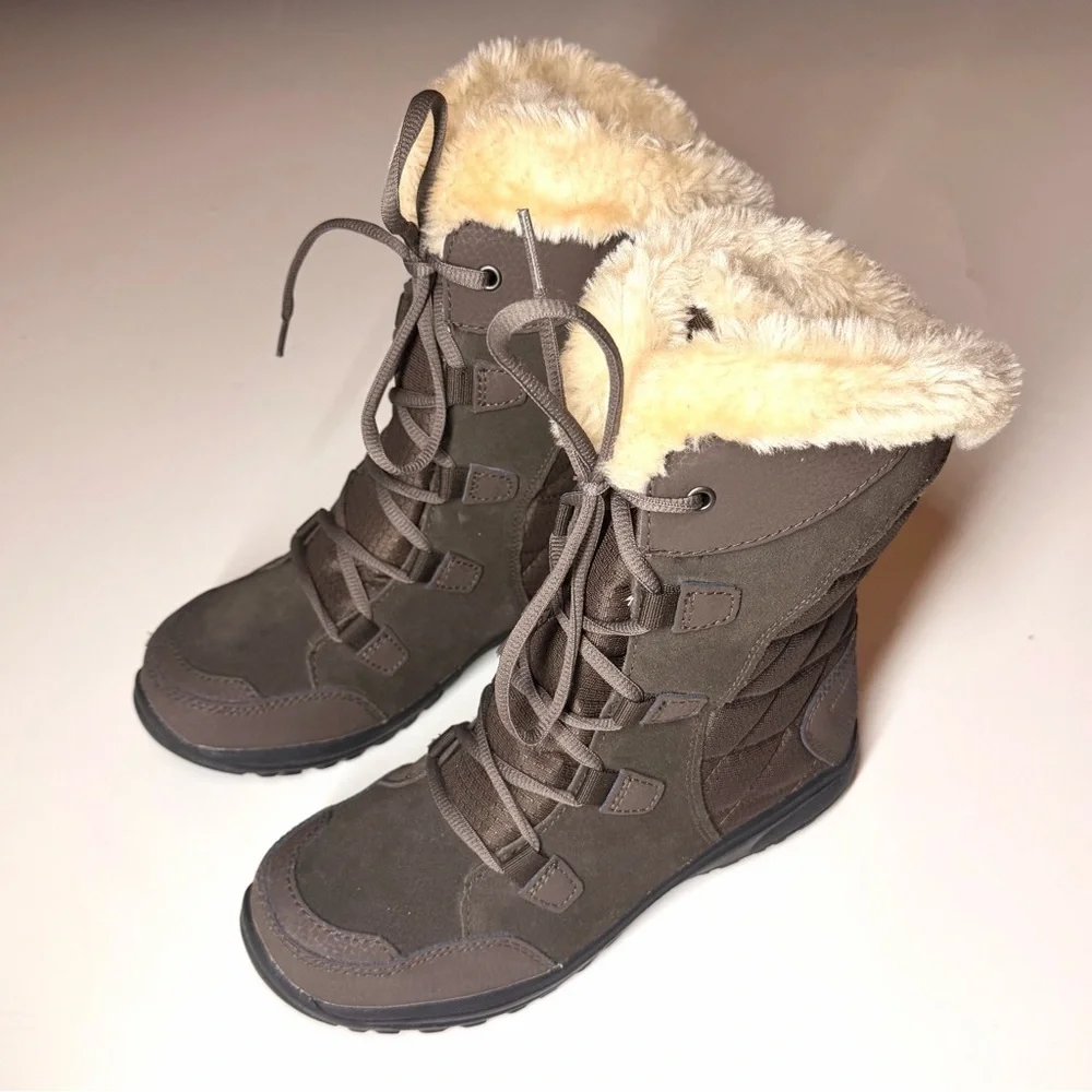 Columbia Women's Ice Maiden II Boots Waterproof Lace Up Brown Leather Size- 7